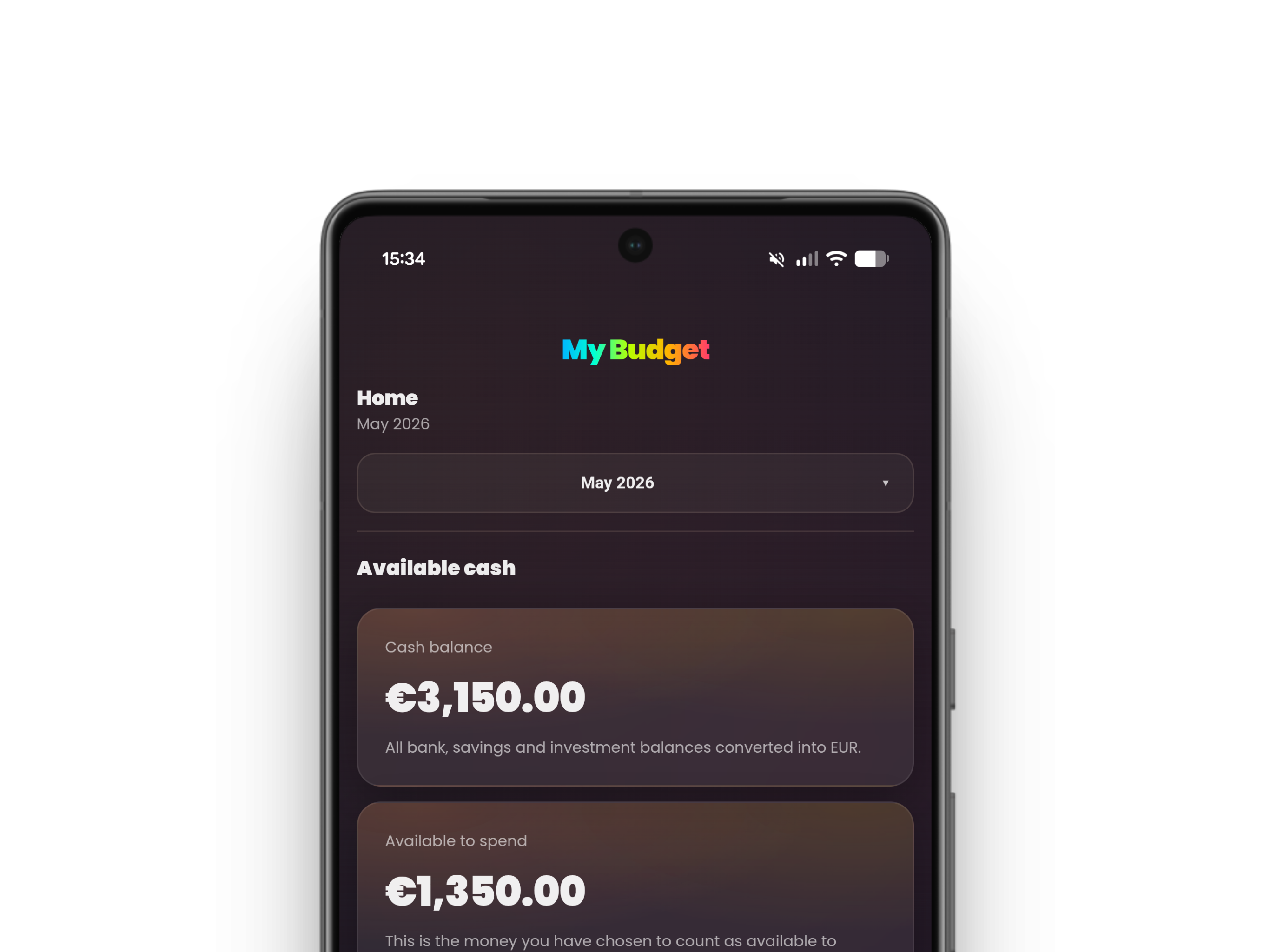 PIXORA Budget app mockup